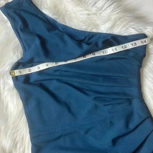 Dress The Population Blue One Shoulder Peacock Teal Blue Dress - Picture 8 of 12